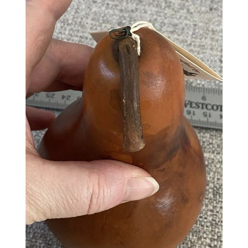 Handcrafted Decorative Pear Gourd • Natural Dried Gourd Art • Rustic Farmhouse D